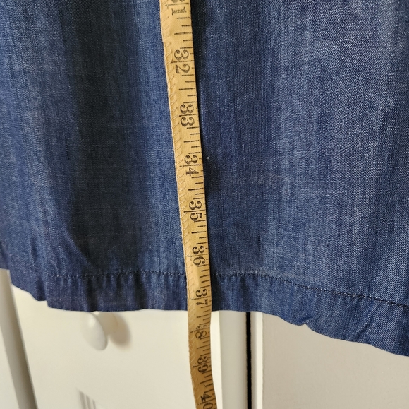 Blue Chambray Dress with Bell Sleeves - Picture 7 of 11